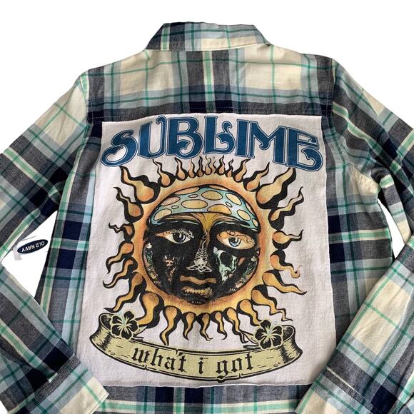 Via Penny Lane Reworked Apparel | Sublime Custom Button Down Flannel Shirt Small - Picture 9 of 11